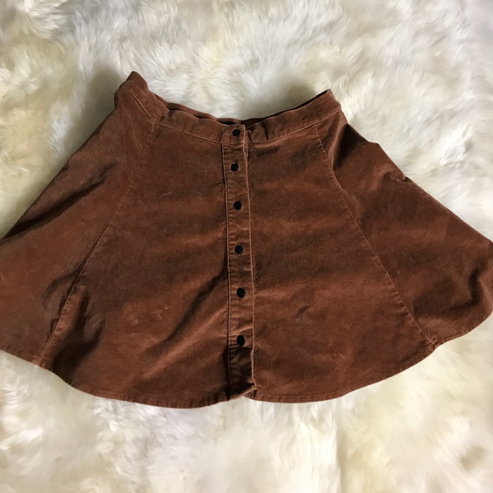 Khaki Corduroy Skater Skirt